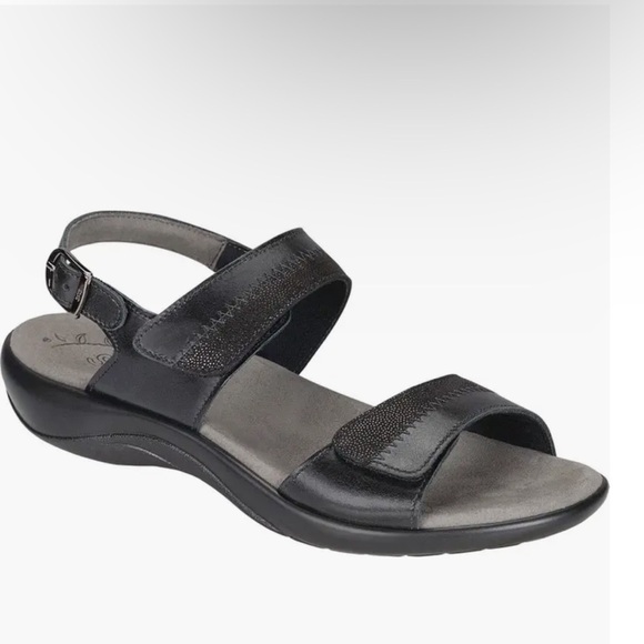 SAS Nudu Black Midnight Adjustable Strap Comfort Sandals 9 - Picture 1 of 11